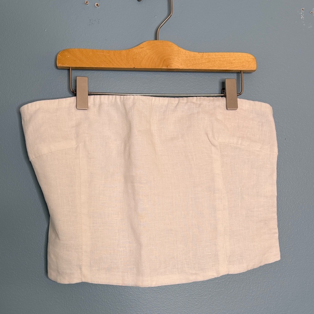 DISSH- White Linen Strapless Top